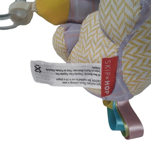 Skip Hop Unicorn Plush Baby Toy Rattle Teether Ribbons Crinkle Bandana Buddies - Picture 3 of 4